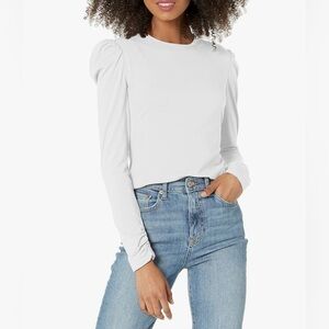 Rebecca Taylor Ruched Long Sleeve In Milk Elegant White Top NEW $95!